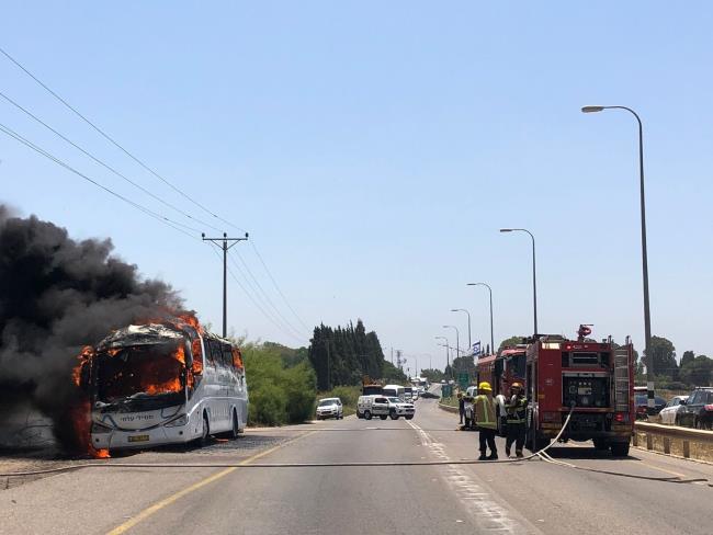 На шоссе 574 загорелся автобус