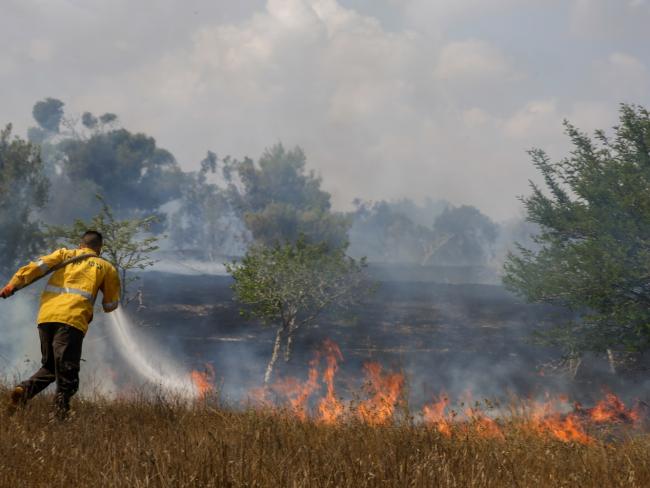Идет тушение пожара в лесу Беэри, около границы с Газой